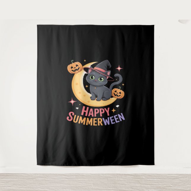 Cat Cute Halloween Aesthetic Essential T-Shirt Tapestry (Front)