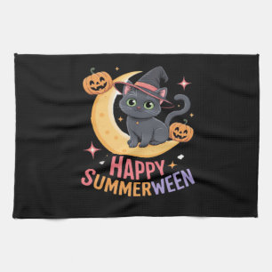 Cat Cute Halloween Aesthetic Essential T-Shirt Tea Towel