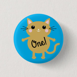 Cat Cute Kitty Colourful 1st Birthday Party Theme 3 Cm Round Badge