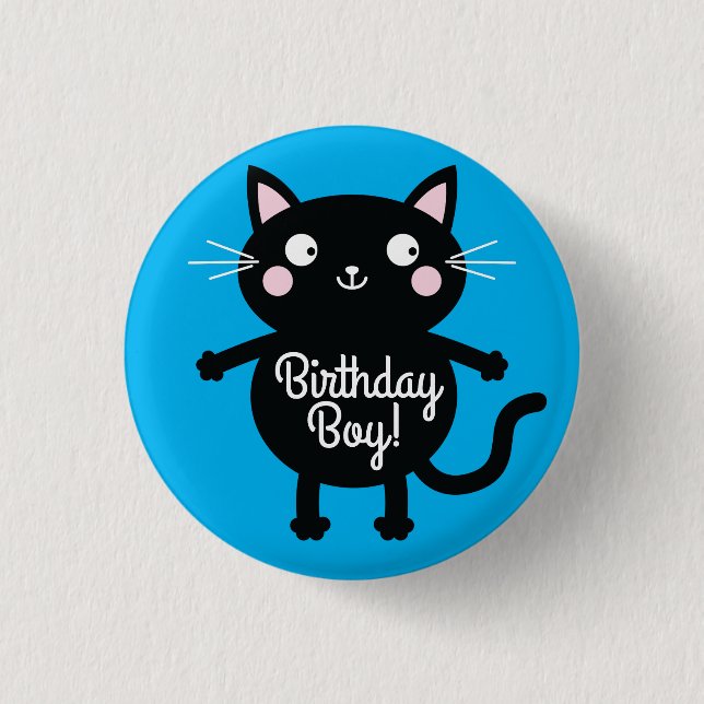 Cat Cute Kitty Colourful 1st Birthday Party Theme 3 Cm Round Badge (Front)