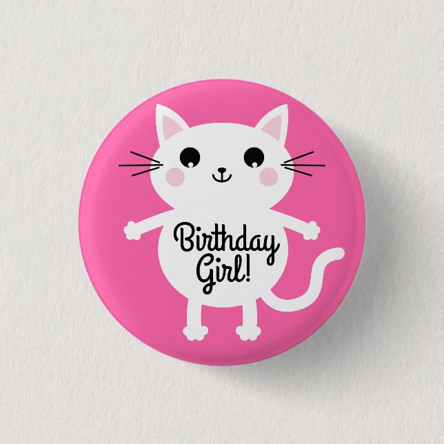 Cat Cute Kitty Colourful 1st Birthday Party Theme 3 Cm Round Badge (Front)