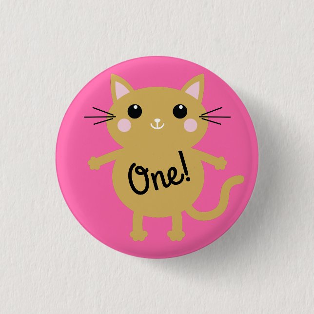 Cat Cute Kitty Colourful 1st Birthday Party Theme 3 Cm Round Badge (Front)
