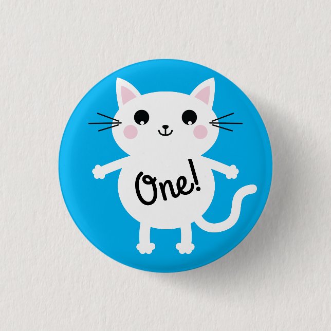 Cat Cute Kitty Colourful 1st Birthday Party Theme 3 Cm Round Badge (Front)