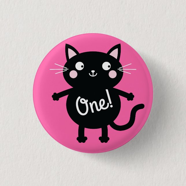 Cat Cute Kitty Colourful 1st Birthday Party Theme 3 Cm Round Badge (Front)