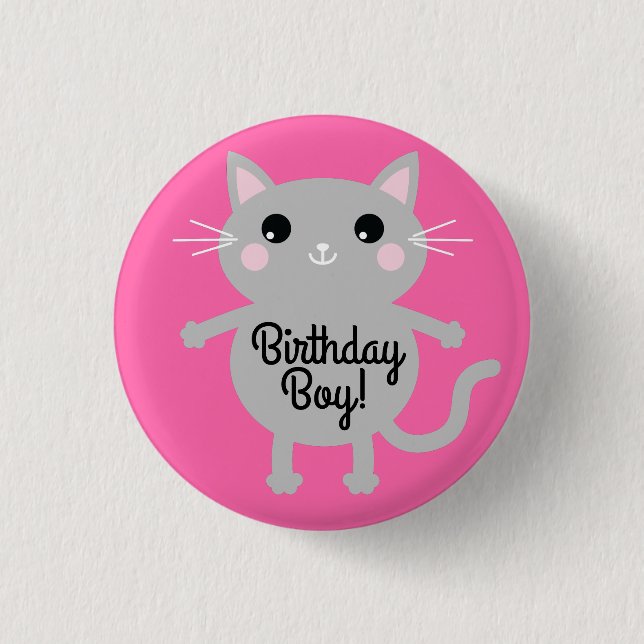 Cat Cute Kitty Colourful 1st Birthday Party Theme 3 Cm Round Badge (Front)