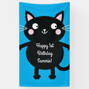 Cat Cute Kitty Colourful 1st Birthday Party Theme Banner
