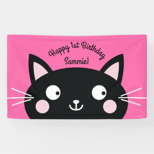 Cat Cute Kitty Colourful 1st Birthday Party Theme Banner