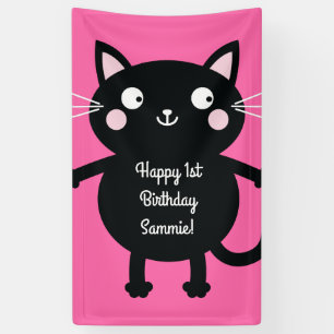 Cat Cute Kitty Colourful 1st Birthday Party Theme Banner
