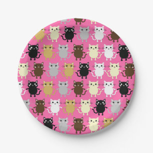 Cat Cute Kitty Colourful 1st Birthday Party Theme Paper Plate