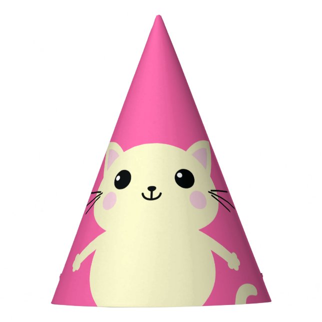 Cat Cute Kitty Colourful 1st Birthday Party Theme Party Hat (Front)