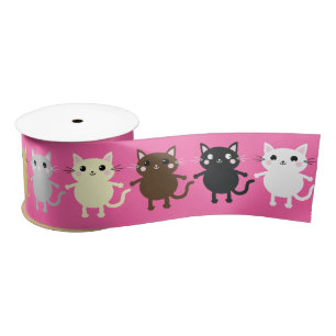 Cat Cute Kitty Colourful 1st Birthday Party Theme Satin Ribbon