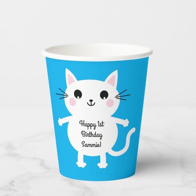 Cat Cute Kitty Kid's Birthday Party Paper Cups (Front)