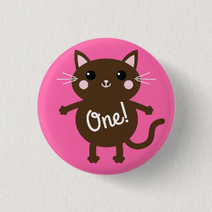 Cat Cute Kitty Kid's Birthday Party Theme 3 Cm Round Badge