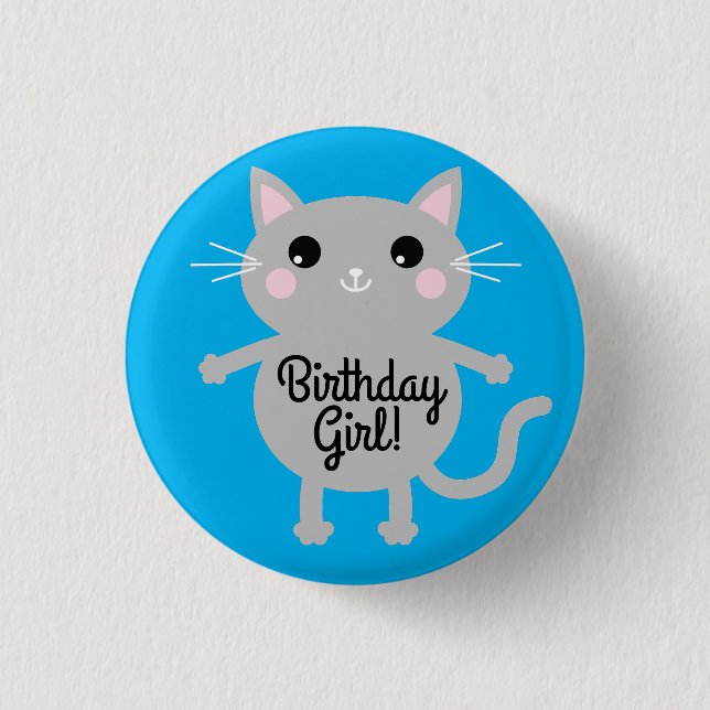 Cat Cute Kitty Kid's Birthday Party Theme 3 Cm Round Badge (Front)