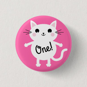 Cat Cute Kitty Kid's Birthday Party Theme 3 Cm Round Badge