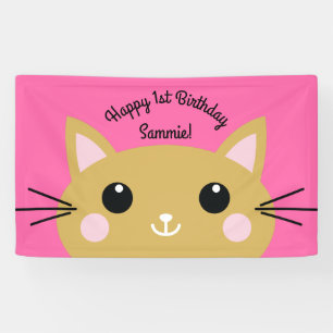 Cat Cute Kitty Kid's Birthday Party Theme Banner