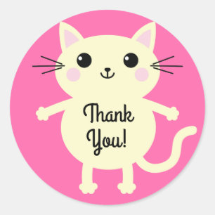 Cat Cute Kitty Kid's Birthday Party Theme Classic Round Sticker