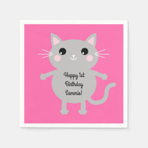 Cat Cute Kitty Kid's Birthday Party Theme Napkin