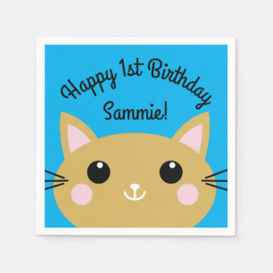Cat Cute Kitty Kid's Birthday Party Theme Napkin