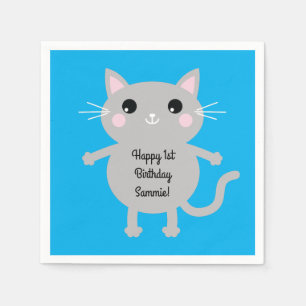 Cat Cute Kitty Kid's Birthday Party Theme Napkin
