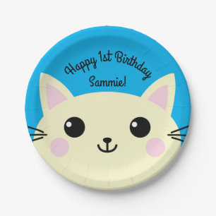 Cat Cute Kitty Kid's Birthday Party Theme Paper Plate