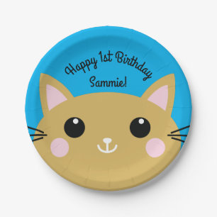 Cat Cute Kitty Kid's Birthday Party Theme Paper Plate