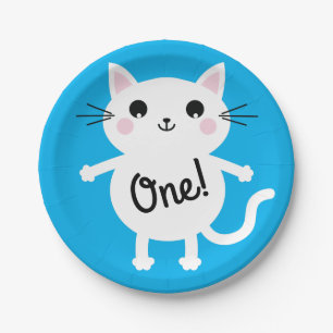 Cat Cute Kitty Kid's Birthday Party Theme Paper Plate