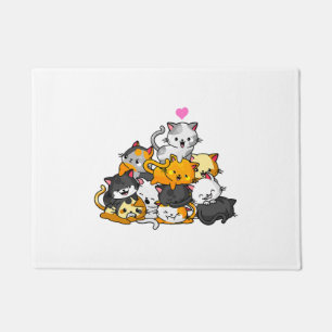 Cat Cute Kitty Pile Cats Anime Kawaii Neko Gift Doormat