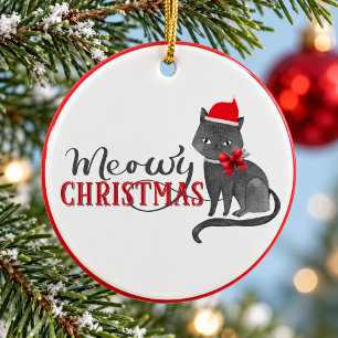 Cat Cute Meowy Christmas Gift Ceramic Tree Decoration