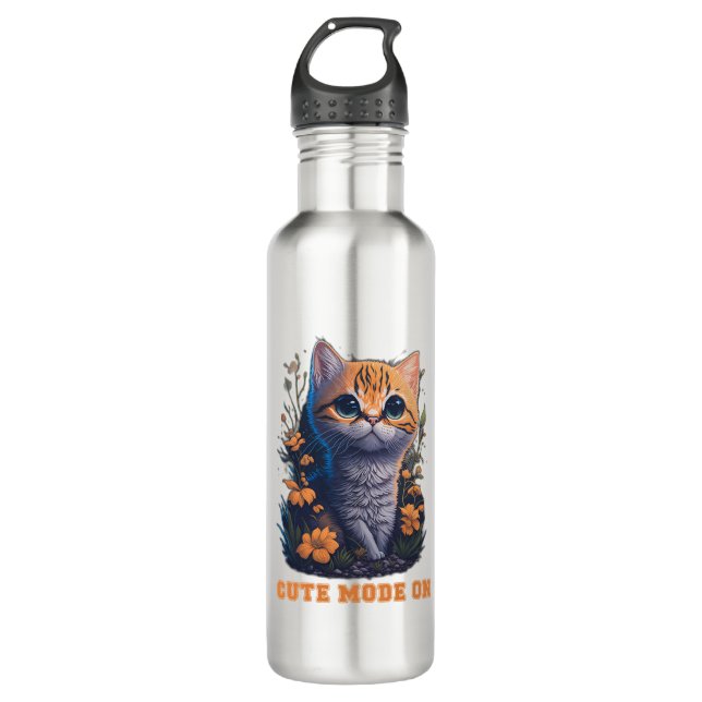 Cat Cute Mode On  710 Ml Water Bottle (Front)