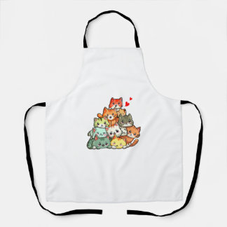 Cat Cute Pile Cats Anime Kawaii Neko Cat Lover Wom Apron