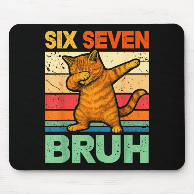 Cat Dabbing Bruh 67 Meme 6 7 Six Seven  Mouse Mat (Front)