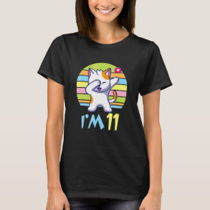 Cat Dabbing With Heart Happy O Me You 11 Years Old T-Shirt