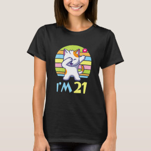 Cat Dabbing With Heart Happy O Me You 21 Years Old T-Shirt