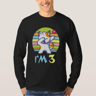 Cat Dabbing With Heart Happy O Me You 3 Years Old T-Shirt