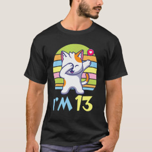 Cat Dabbing With Heart Happy To Me You 13 Years Ol T-Shirt