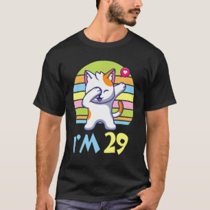 Cat Dabbing With Heart Happy To Me You 29 Years Ol T-Shirt