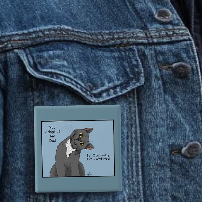 Cat Dad Adoption Father's Day 15 Cm Square Badge (Creator Uploaded)
