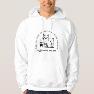 Cat dad and coffee lovers funny hipster hoodie