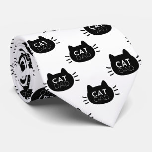 Cat Dad Black Cat Face Father's Day Tie