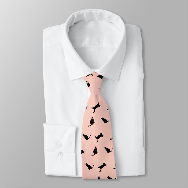 Cat Dad Blush Pink Tie (Tied)