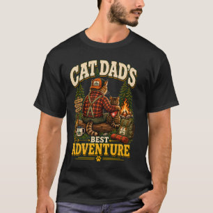 Cat Dad Camping Adventure, Outdoor Hiking Feline T-Shirt