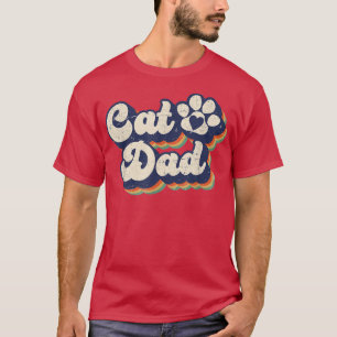 Cat Dad, Cat Lover Retro Paw Men Funny Cat T-Shirt
