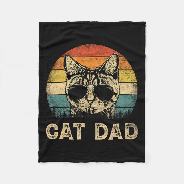 Cat Dad Cat Lovers Daddy Father's Day  Fleece Blanket (Front)