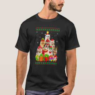 Cat Dad Cat Mum Persian Cat Christmas Tree Ugly Xm T-Shirt