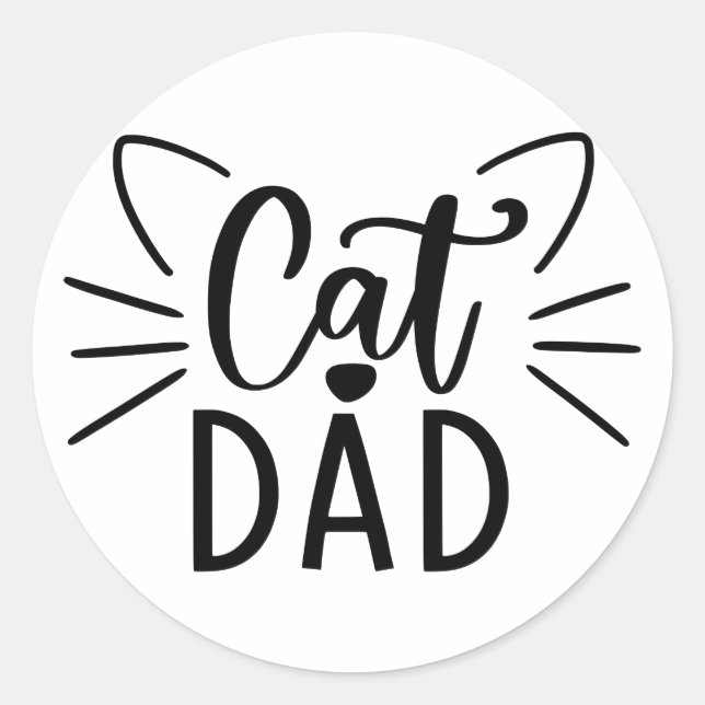 Cat Dad Classic Round Sticker (Front)