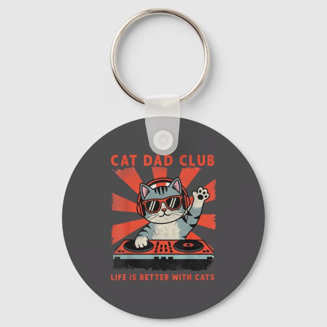 Cat Dad Club, Life Is Better With Cats, Cat Dad Fu Key Ring (Front)