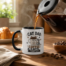 Cat Dad Coffee And Cats Thats It Funny Black
