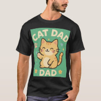 Cat Dad — Cute Orange Tabby Cartoon with Hearts & 