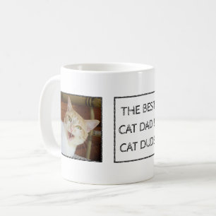 Cat Dad Dude Father Custom Text 2-Photo Coffee Mug